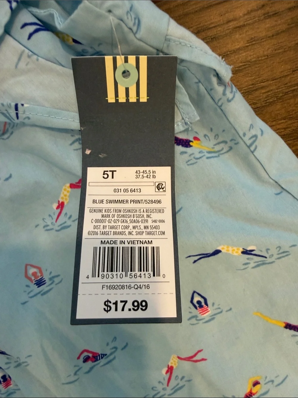 Genuine Kids by OshKosh B'gosh Blue Swimmer Print Dress Size 5T NWT - C8-037